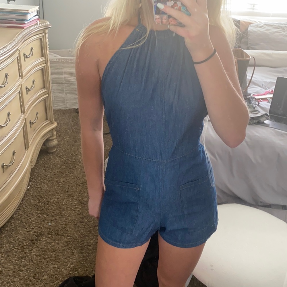 Mimi Chica Denim Halter romper